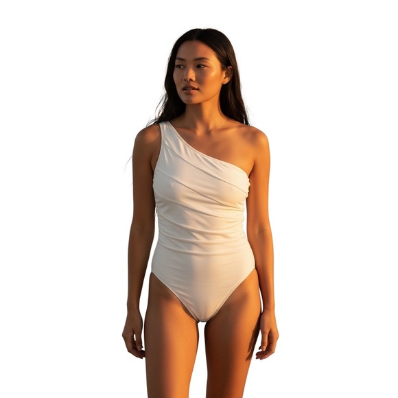 summersalt Other - Summersalt The Ruched One-Shoulder One-Piece Swimsuit White Ivory Size 4